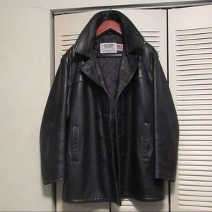 $798 Schott NYC 740N Leather Pea Coat 42 Vintage